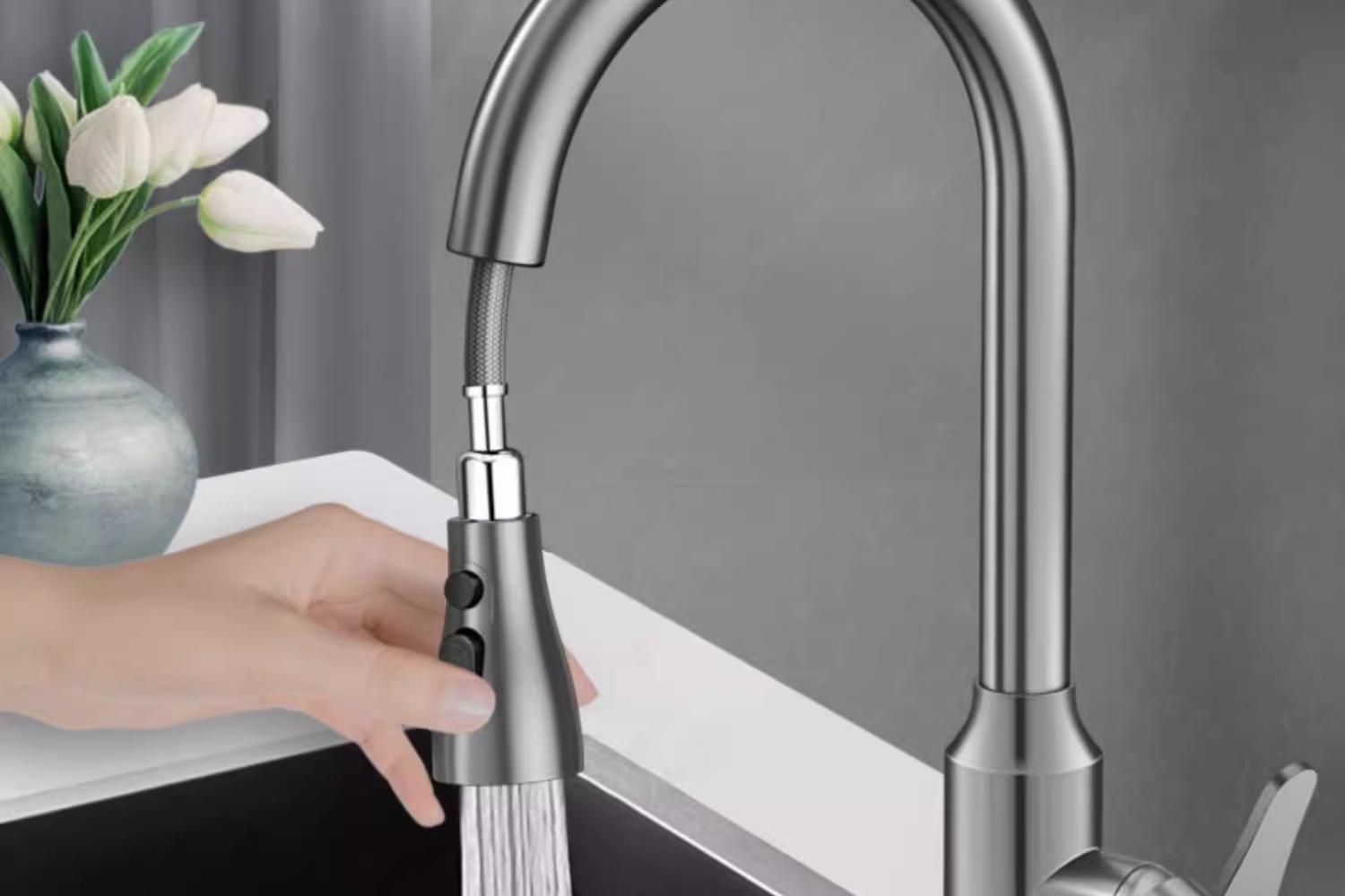 Kitchen faucet pull-out sink, kitchen sink, household cold and hot two-in-one pressurized splash-proof rotating room, all copper undefined