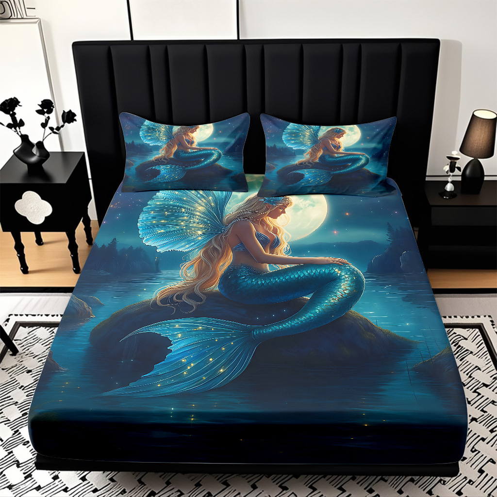 TEMU / JIT transfronterizo encantadora criatura submarina impresa digital 3D cama de cama de cama