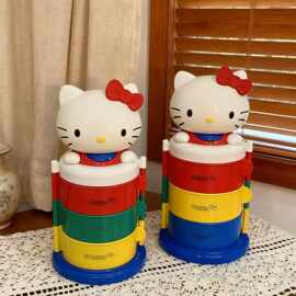 高品质卡通猫咪收纳盒旋转三层开头收纳kt首饰盒梳妆台桌面收纳