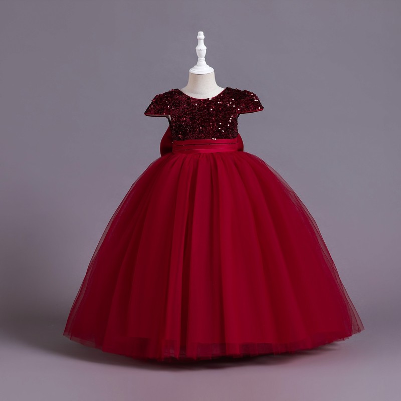 Girls 2025 Amazon New Children Dress Princess Dress ins Girls Long Sequin dress Wholesale