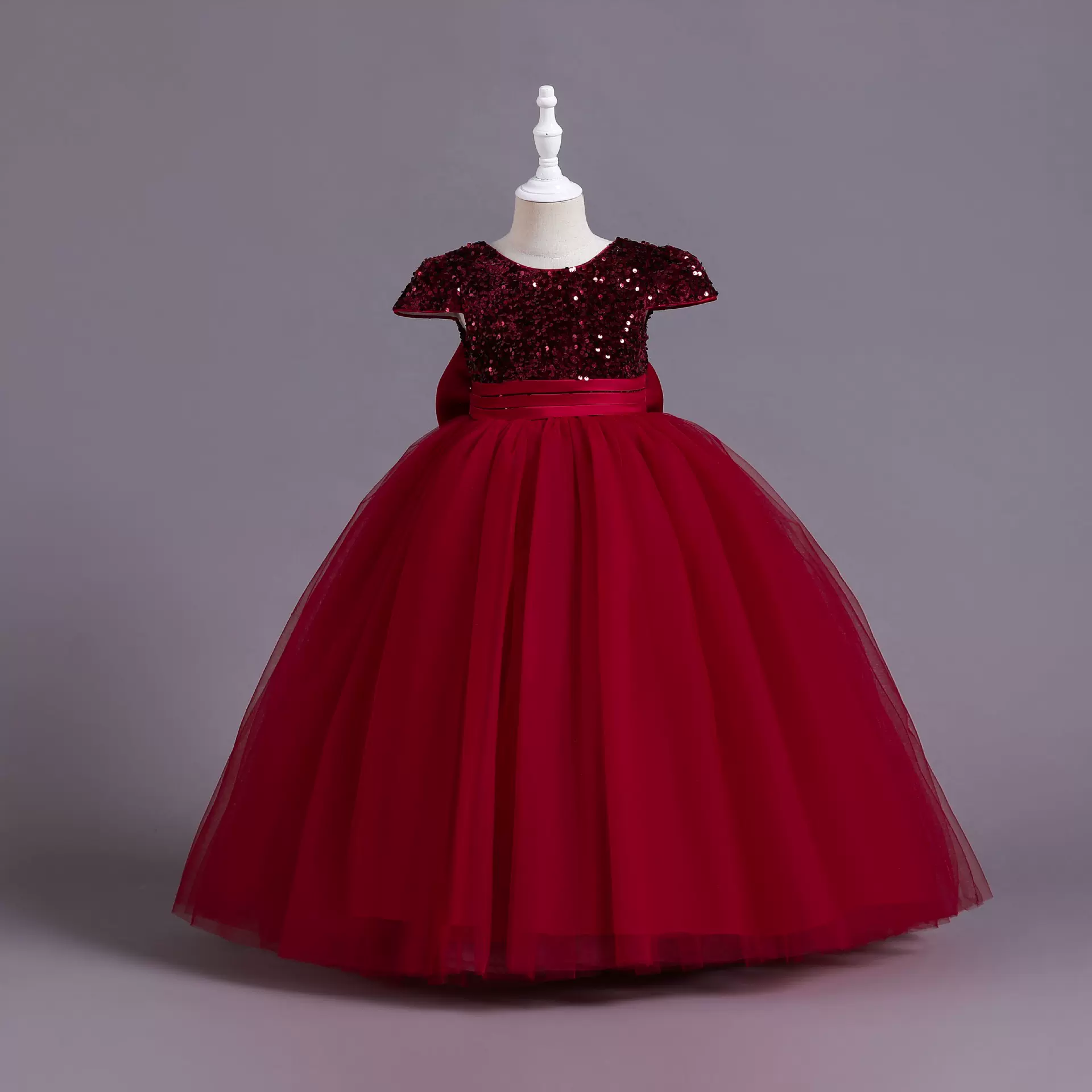 女童2025亚马逊新款儿童礼服公主裙ins女孩长款亮片连衣裙批发