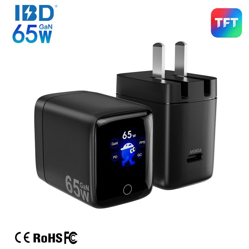 IBD's new smart screen 65W GaN fast charger with 94V0 fire-resistant material and multi-pin PD power adapter IBD's new smart screen 65W GaN fast charger with 94V0 fire-resistant material and multi-pin PD power adapter