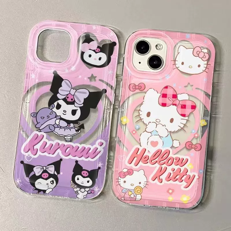Китти, яблоко, совместимый чехол для телефона, мультфильм iPhone 15, мягкая пятка, iPhone 15 Pro Max, защита от падения
