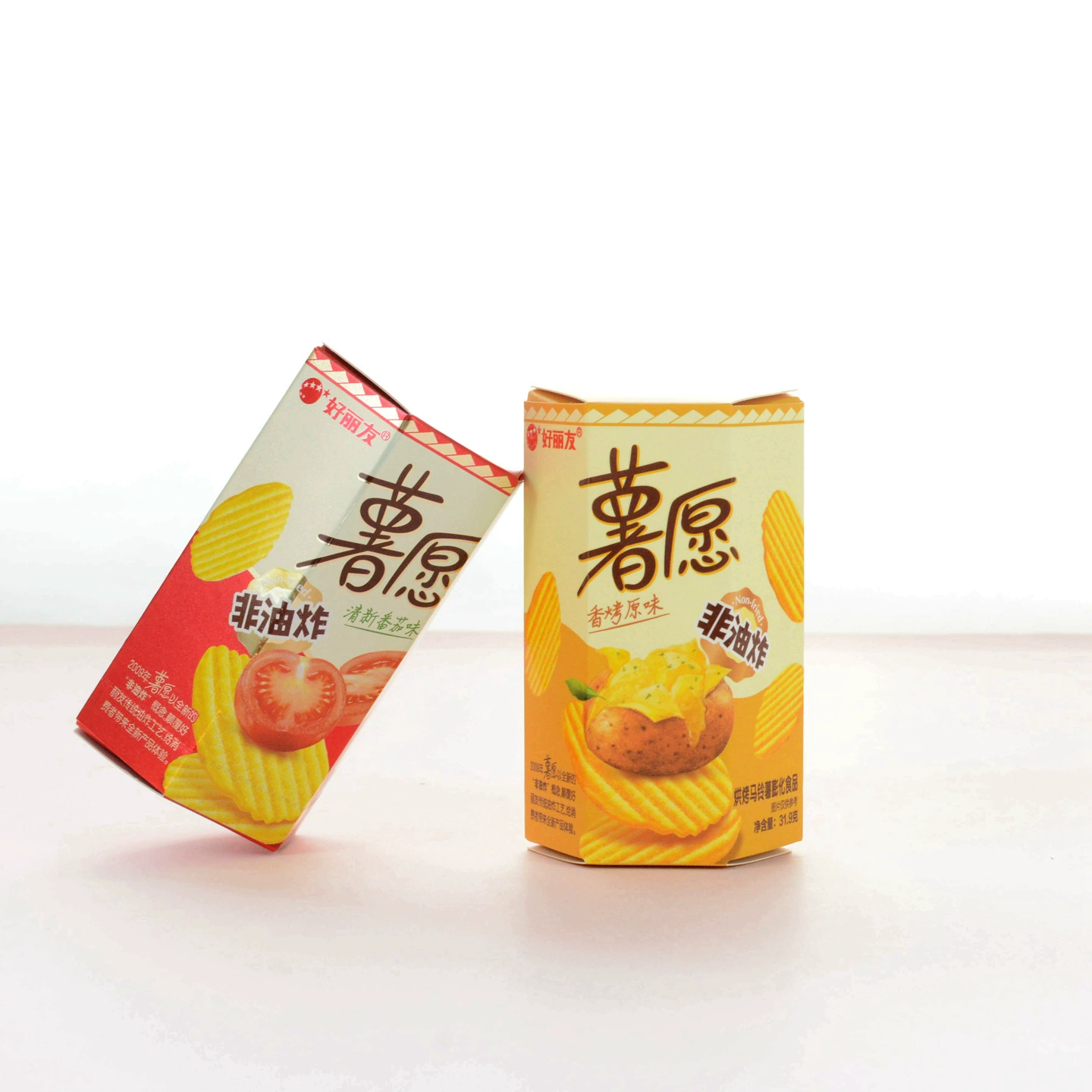 Хрустящий картофель 'Suyuan' 31,9 г — запеченный оригинал и свежий томат в подарок, коробки-снэки
