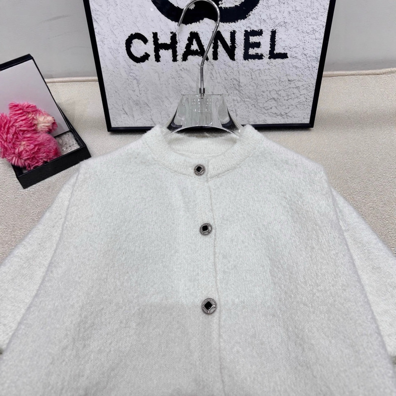 Ch25 Autumn and Winter New Korean Style Tweed Contrast Stripesd Flap Pocket Pants Knitted Cardigan