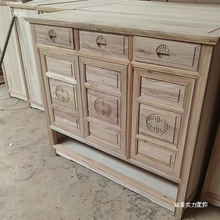 全实木玄关柜白茬白胚坯门厅柜储物柜老榆木新中式鞋柜进门隔断柜