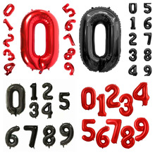 跨境40寸数字气球 黑色红色独立包装大数字 拍照生日氦气球批发