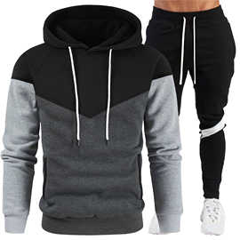 2024新款外贸热销款男装卫衣青少年时尚休闲运动拼接撞色修身外套