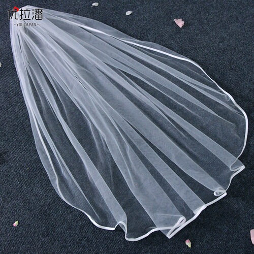 Youlapan European and American bridal floor-length wedding dress long veil overlock soft mesh wedding photo veil V21