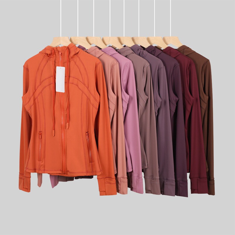 Lulu-Style Hooded Jacket, Long-Sleeved, Versatile, Slim-Fit, Slimming, Suitable for Running, Outdoor Fitness, Zip-Up Cardigan, Yoga Jacket
