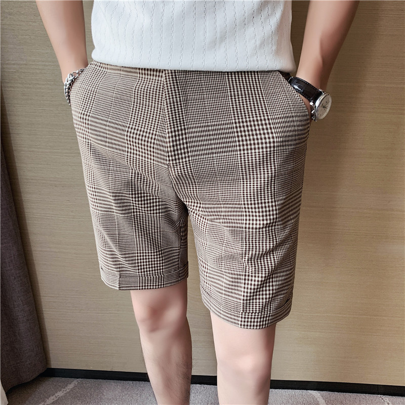 Summer thin men's houndstooth shorts straight curling Korean plaid shorts wholesale casual suit pants men Summer thin men's houndstooth shorts straight curling Korean plaid shorts wholesale casual suit pants men
