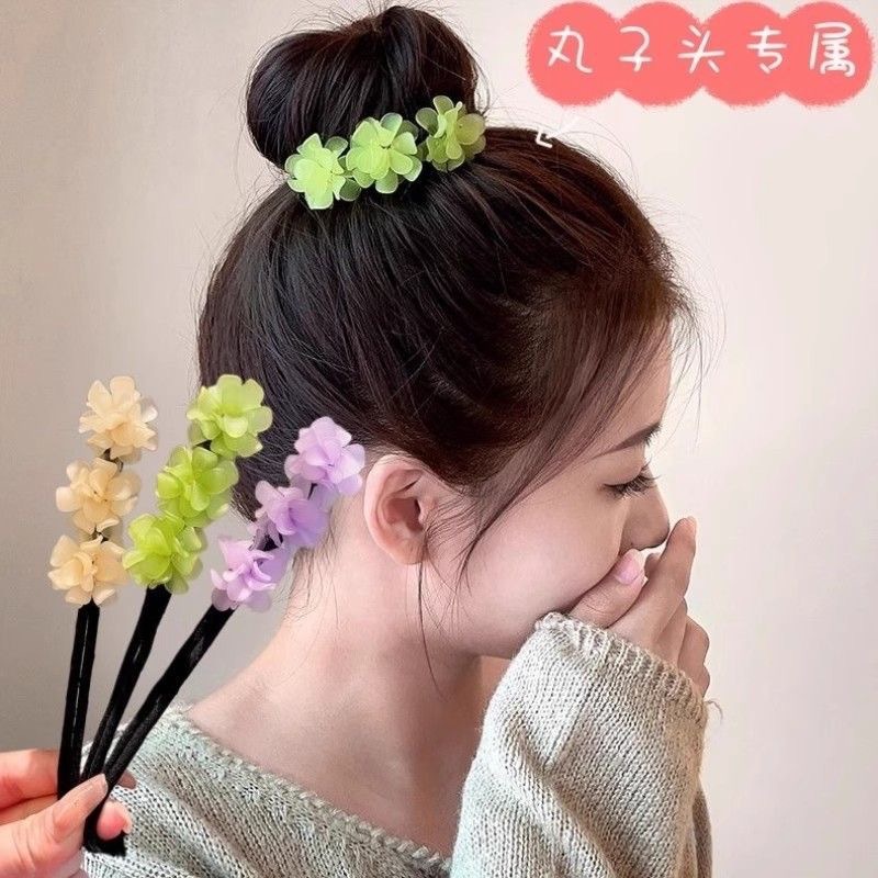 Nuevo artefacto para el cabello con plato de hortensias, temperamento exquisito, plato de flores, accesorio para el cabello, plato de hortensias, palo para el cabello, cabeza de bola, artefacto femenino