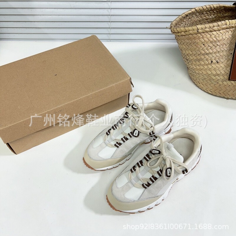 2024 New Niche Fashion Retro Running Shoes White Low-Top Sports and Leisure Lace-Up Women's Shoes Heightening Women's Sneakers