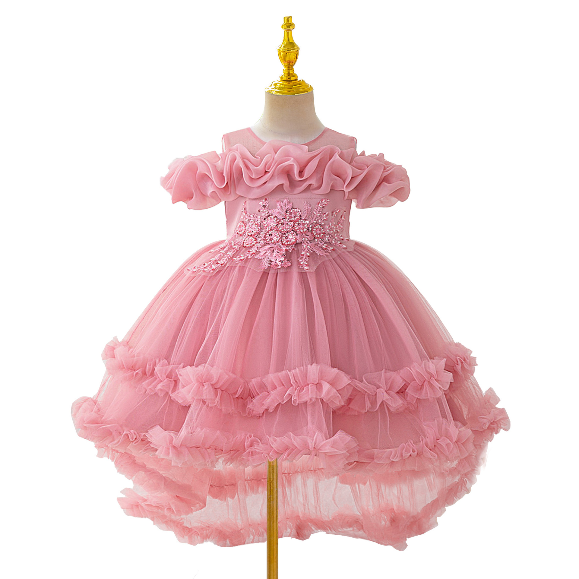 Vestido infantil vestido de princesa cumpleaños vestido de boda de alto nivel vestido de flores vestido de presentación vestido de niño vestido
