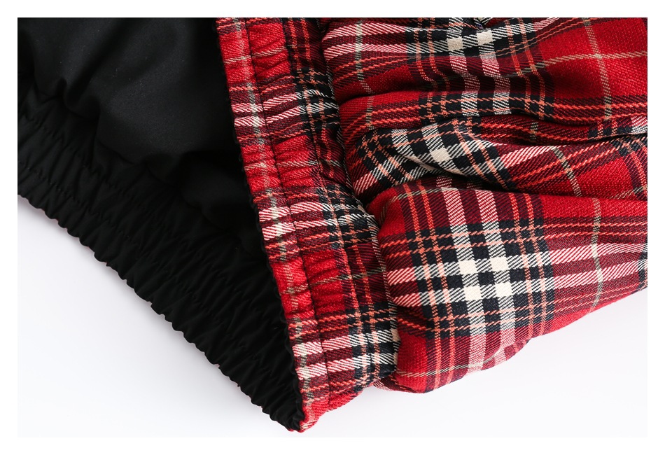 Herrenbekleidung Retro-Karierter Baumwollmantel Paar Wintermantel Männer und Frauen doppelseitiger Baumwollmantel mit Stehkragen_voghion.com