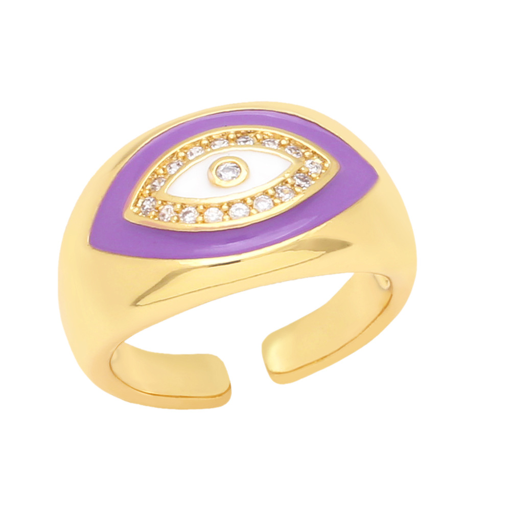 New Devil's Eye Copper 18k Gold-plated Zircon Ring display picture 3