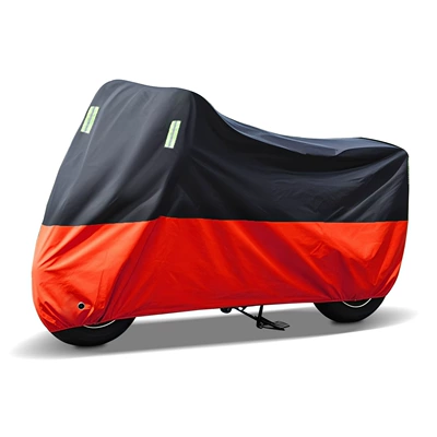 Motorcycle Cover, Rainproof, Dustproof, Car clothing - velvet-waterproof-model-size-m-black-top-and-red-stitching-with-green-reflective-strips