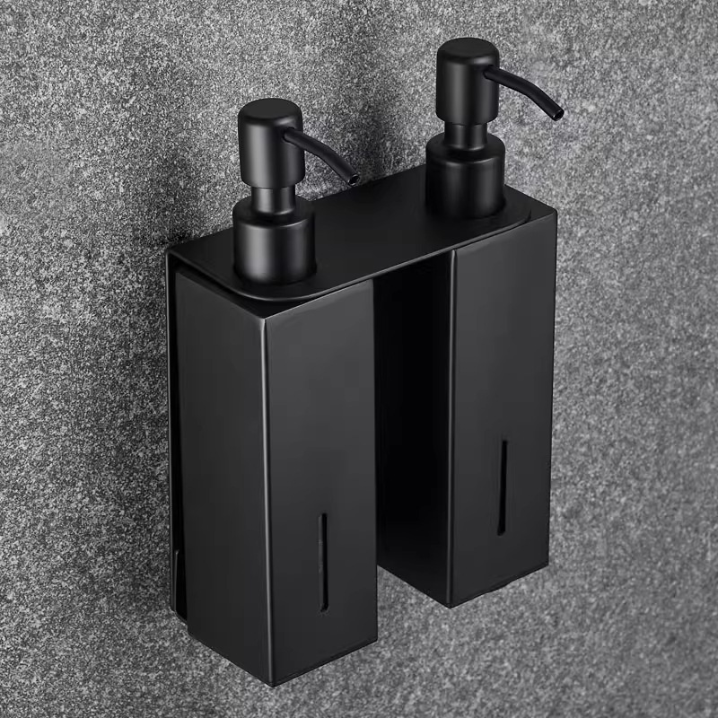 304 Stainless Steel Soap Dispenser Hotel Bathroom Shampoo Shower Gel Bottle Holder Wall-Mounted Press Hand Sanitizer Soap Dispenser