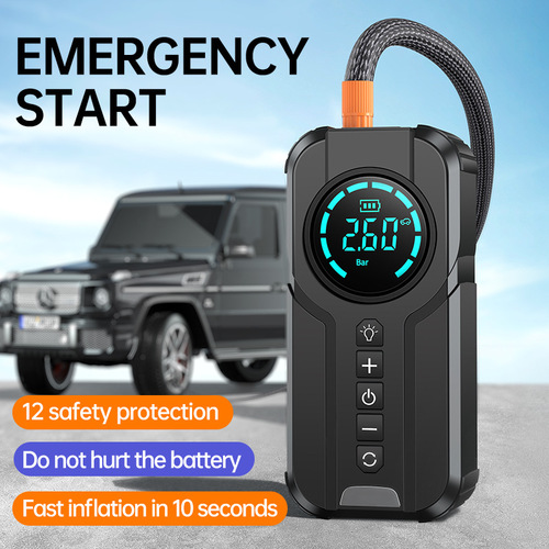 Cross-border car emergency start power source inflatable pump integrated jumper pack multi-functional portable battery ignition starter