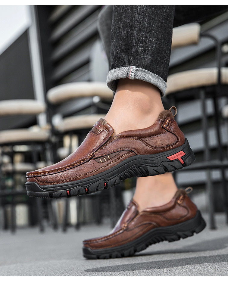 Giày da nam cỡ lớn mũi tròn đế bệt phong cách casual — 33237 màu nâu đỏ, 33237 màu vàng nâu, 33237 màu đen chi tiết 21