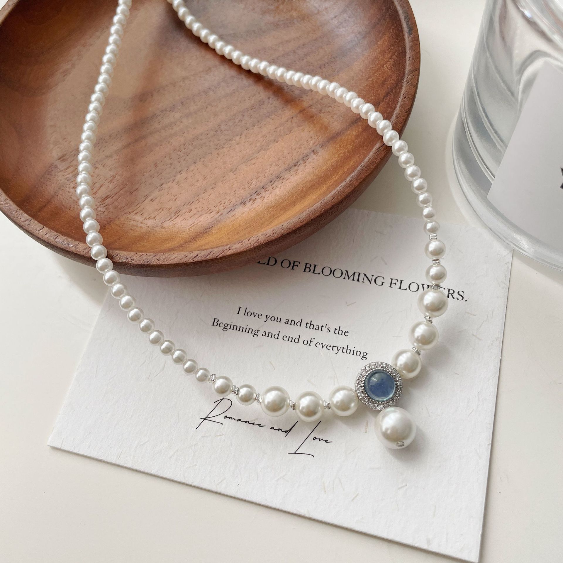 Sweet Geometric Imitation Pearl Inlay Rhinestones Women's Pendant Necklace display picture 5