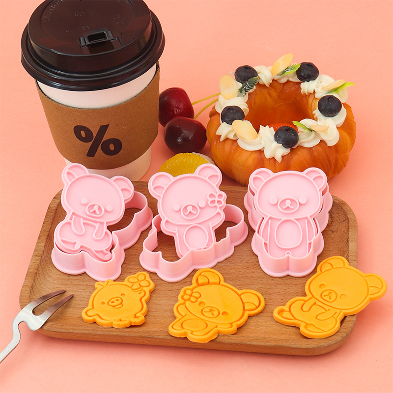 Molde para galletas de Rilakkuma simulado, herramienta creativa para hornear fondant, molde para galletas de animales con impresión de fondant para bollos al vapor image 3