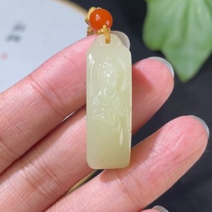 Jin Yu Tang Exquisite Hetian Jade Guanyin Xinjiang Yellow Mouth Jade Exquisite Oily and Exquisite Workmanship Xinjiang Straight Hair