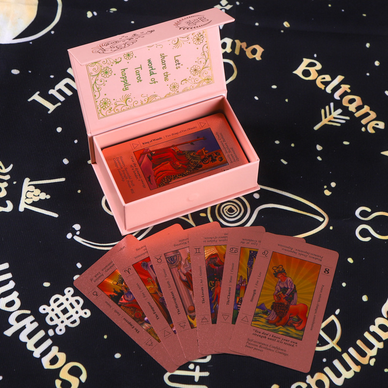 跨境彩印烫金塔罗牌78张全套tarotPVC塑料防水桌游卡牌现货批发|undefined