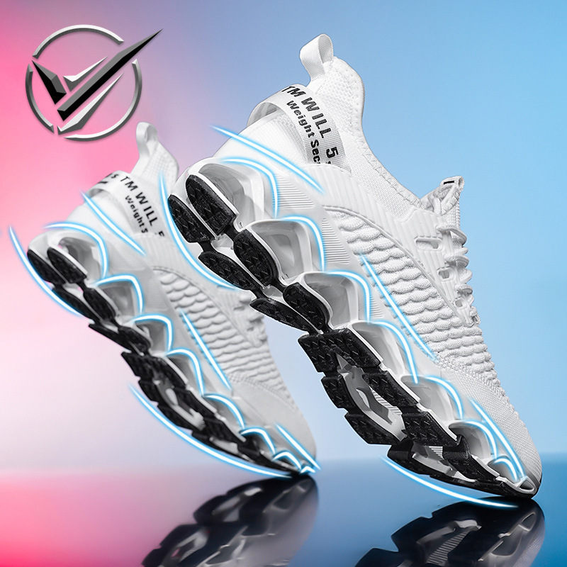 Adidas Blade Men's Shoes Breathable Fly Knitted Running Casual Shoes Sports Shoes Easiest for Match Large Size Trendy Shoes Men's Mesh Shoes