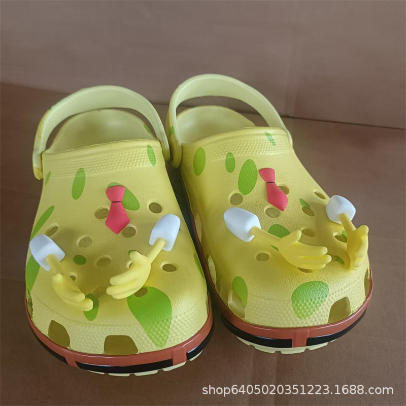 Cross Card Home New Spongebob Squarepants Clogs Cartoon Cute Super Soft Unisex Sandals Lightweight Non-Slip Shoes