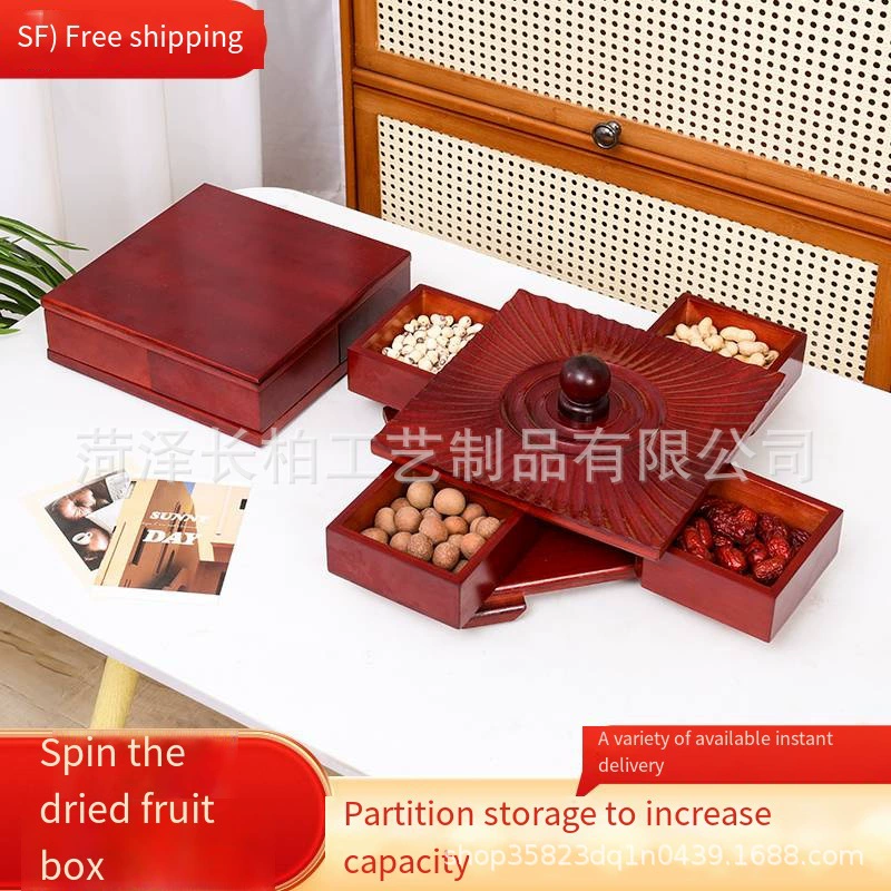 [Nut and snack storage box, a rotating compartmented box with]
