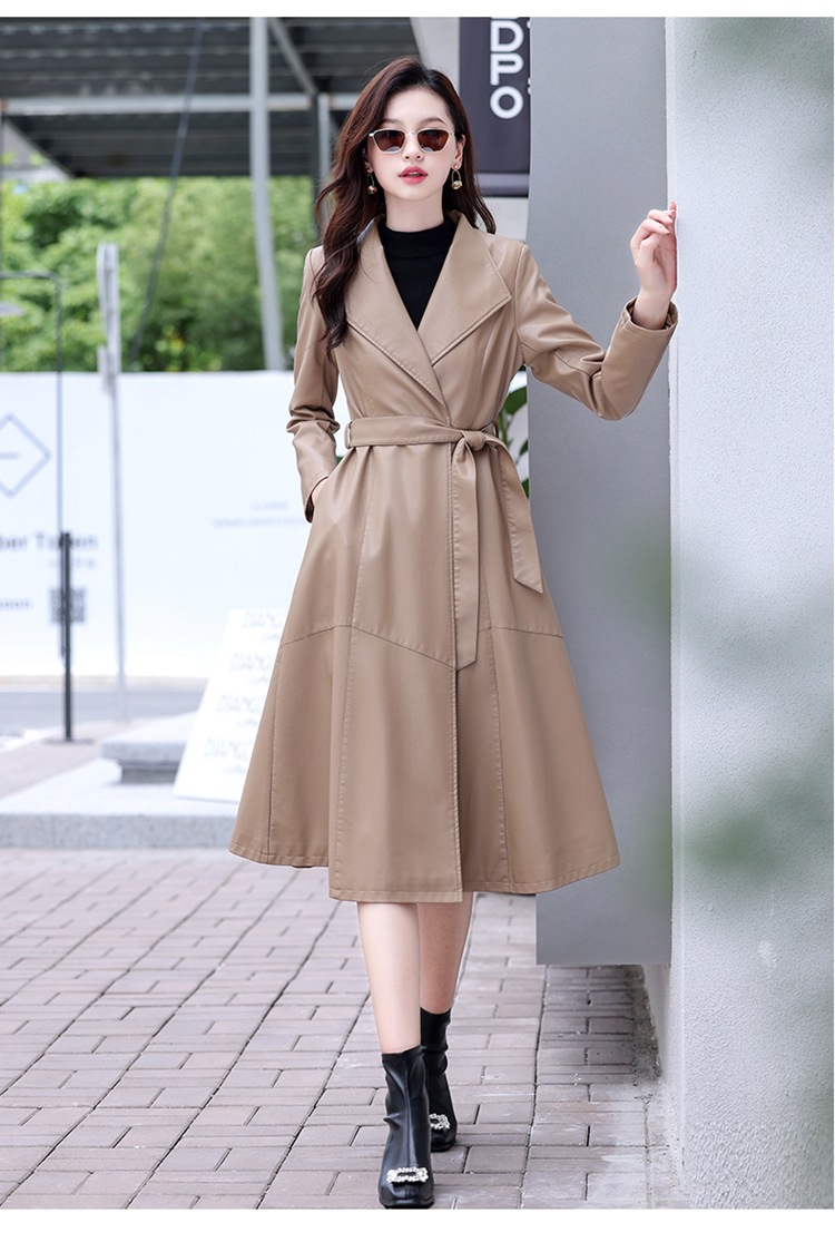 D3522 1830K ÁO DA NỮ HEFTDTH BIG SIZE NGOẠI CỠ DÀI QUÁ GỐI MÙA XUÂN THU ĐÔNG THỜI TRANG NỮ DA BÒ G05 SẢN PHẨM MỚI