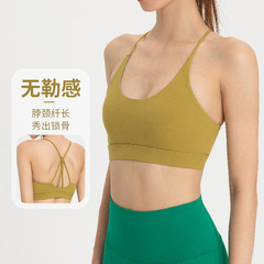 歐美純色肩帶交叉美背防震瑜伽背心健身文胸女瑜伽服運動內衣bra