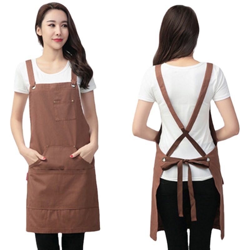 El Comercio exterior delantal de la lona moderna Correa simple Cafetería Restaurante floral leche té tienda guardapolvos delantal al por mayor