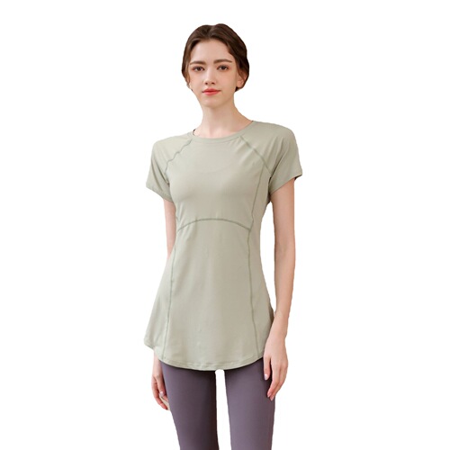 Women's Long Sleeve Yoga Pants Cover Hip Slimming Running Top High-end Sport Moisture-wicking Cover Shirt Fitness Clothes Spring and Summer New Arrival