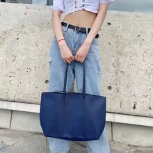 法国新款横款L大号鳄鱼包大容量购物袋防水通勤饺子手提托特女包