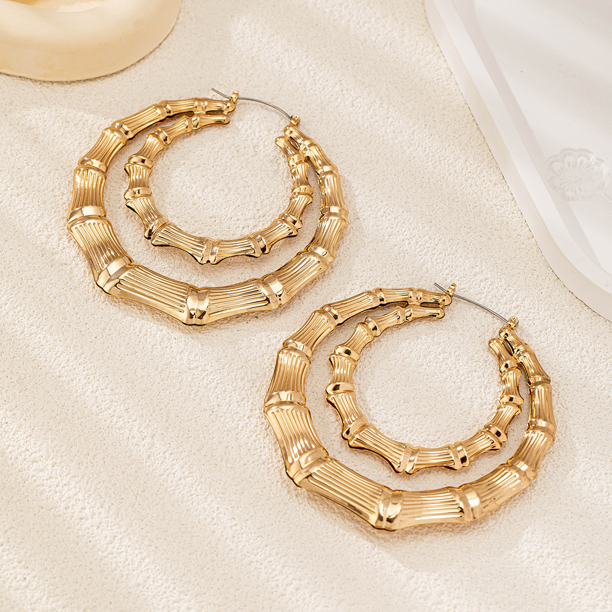 Bamboo Joint Pattern 1 Pair Elegant Classic Style Bamboo Joint Plating Alloy Earrings