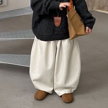 泰如2025冬季新款韩版阔感休闲男童纯色加绒牛仔裤儿童保暖长裤
