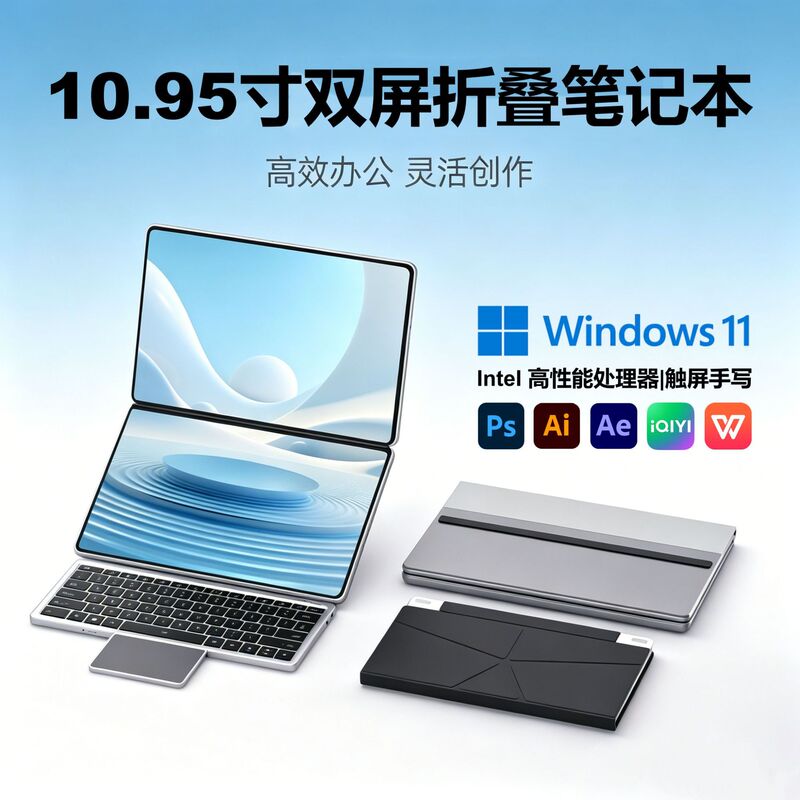 10.95inch Thin and Lightweight Portable Dual-Screen Laptop with Win11 System for Business, Office, Gaming, Editing, and Design 10.95inch Thin and Lightweight Portable Dual-Screen Laptop with Win11 System for Business, Office, Gaming, Editing, and Design