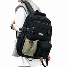 新款山系工装风潮酷跨境双肩包男简约登山结实多隔层大容量双肩包