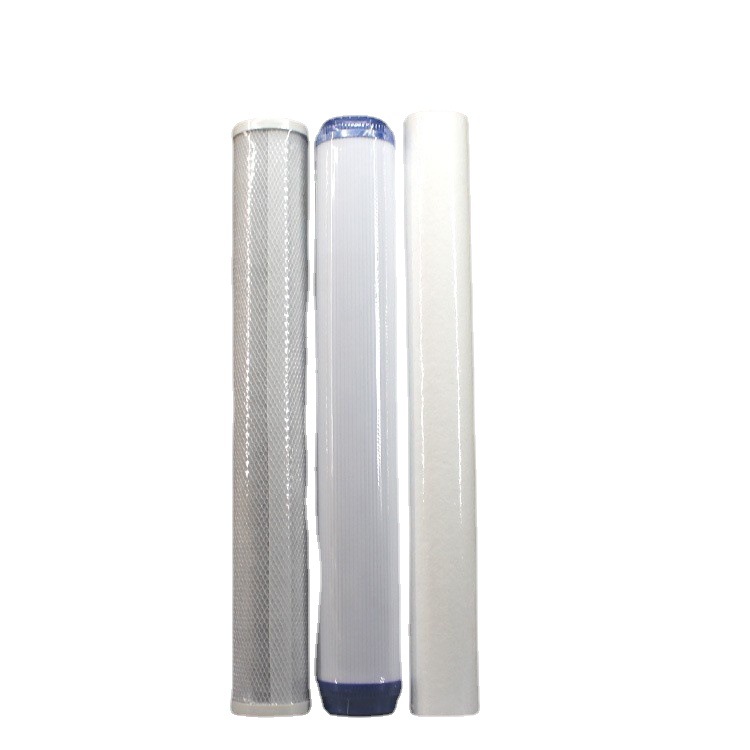 Purificador de agua de tres niveles de 20 pulgadas Filtro de torre de agua engrosada Filtro de tubería principal a prueba de explosiones Azul