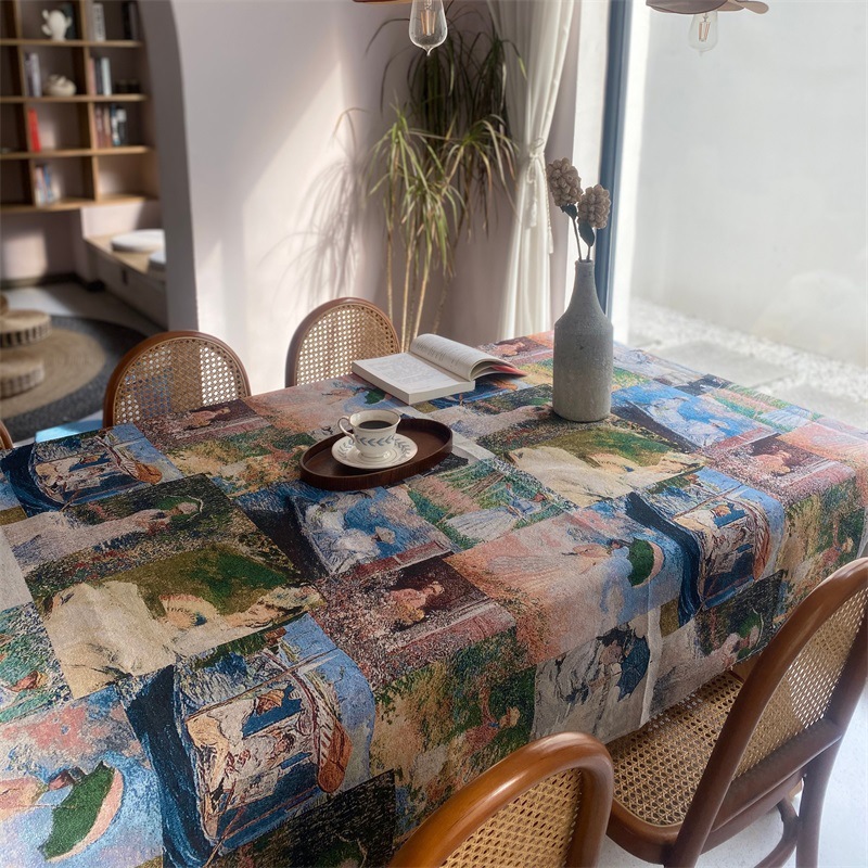 特価文芸復古風装飾蓋布色織ジャカード綿麻テーブルクロス高級感机庭花園テーブルクロス|undefined