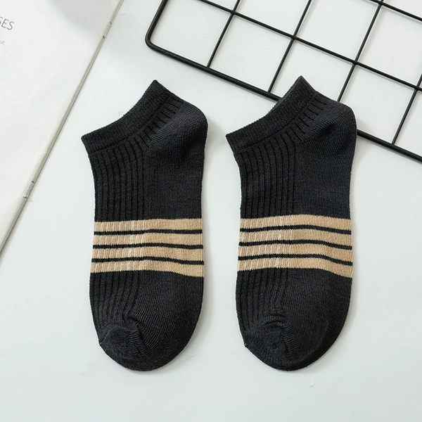 1-24-Four stripes men’s boat socks-dark gray