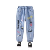 Осенние джинсы, детские штаны для отдыха, детская одежда, подходит для подростков, в западном стиле