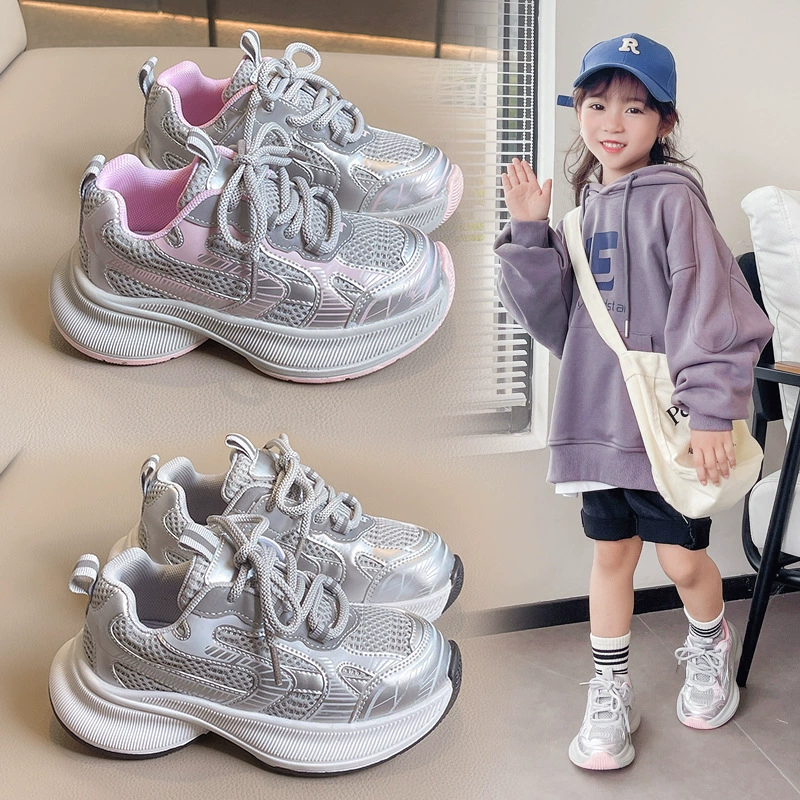 Детские кроссовки осень 2025, новые спортивные кроссовки для детей и родителей, дышащие сетчатые кроссовки, легкие, с мягкой подошвой, кроссовки для мальчиков в стиле "dad shoes"