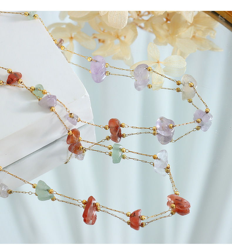 Simple Style Multicolor Titanium Steel Inlay Natural Stone Bracelets Necklace
