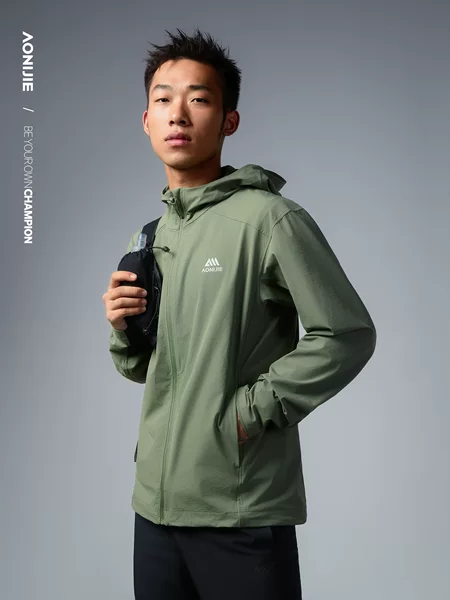 Onijie Sports Jacket Men's Autumn Outdoor Windproof and Water-Repellent Soft Shell Jacket Running Hooded Sports Top