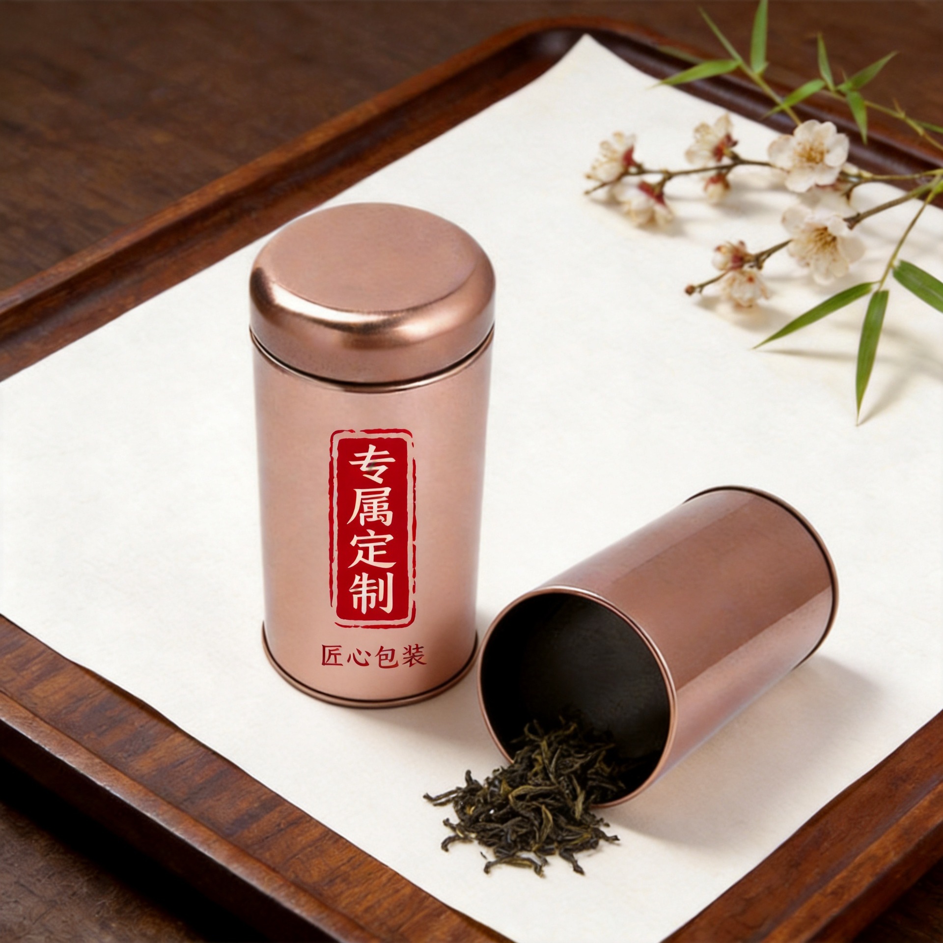 通用玫瑰金圆罐马口铁茶叶罐茉莉花茶包装铁罐黑苦荞铁盒厂家定制