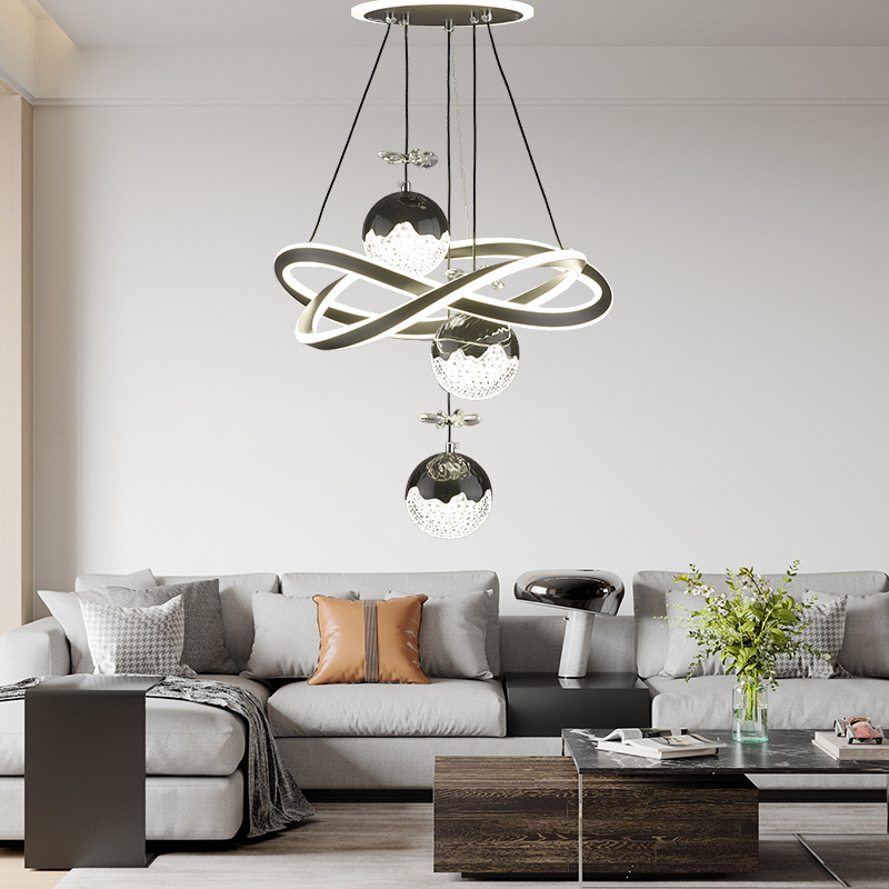 Nueva lámpara de cristal de lujo ligero lámpara led negra lámpara de comedor para el hogar de interior lámpara de dormitorio lámpara de estudio fábrica