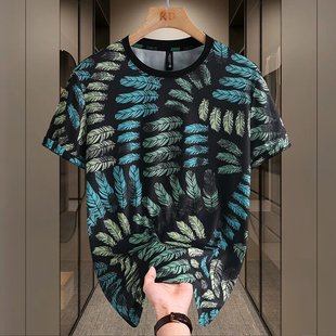 1197 New Summer Loose Short-Sleeved T-Shirt Men's Trendyy Fashionable Breathable Gas Shirt